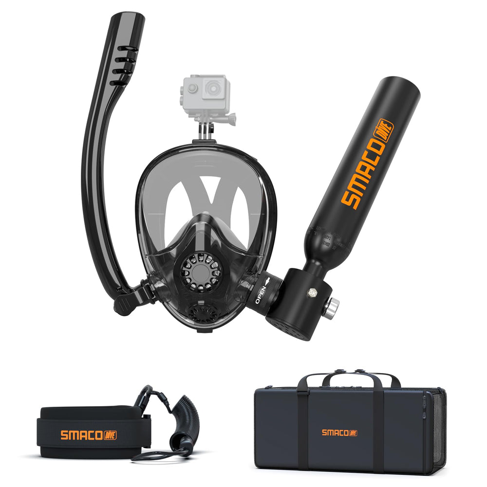 Mini Scuba Tank with Full Face Snorkel Mask