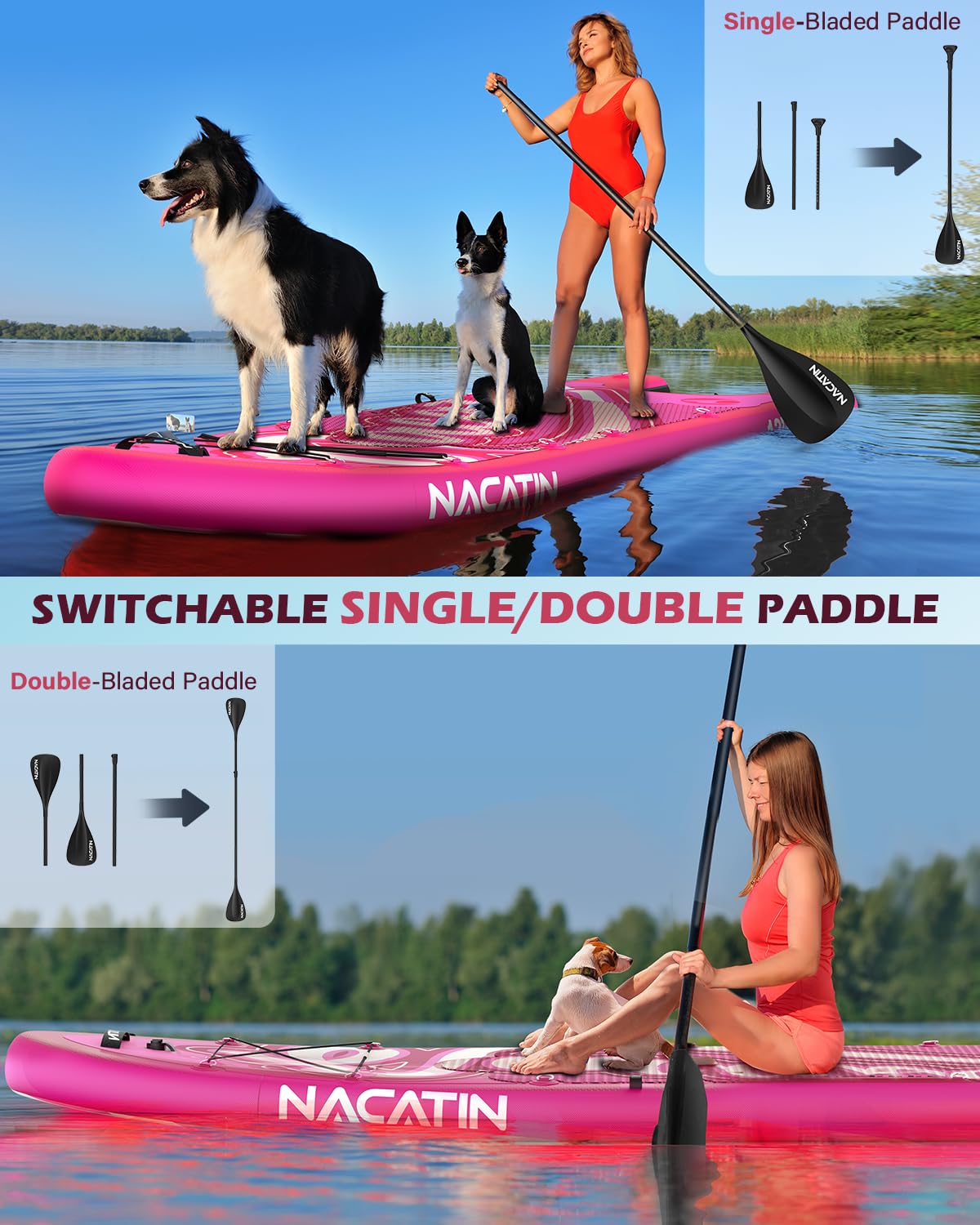 Inflatable Paddle Board Set with Dog Ramp Kit