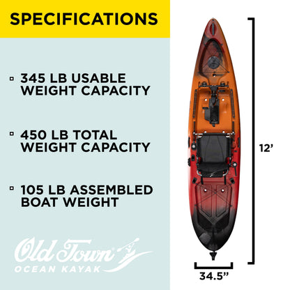 12 ft Recreational Pedal Sit-On-Top Kayak