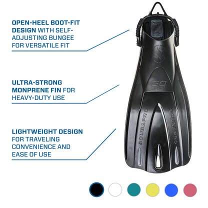 Open Heel Scuba Diving Fins with Bungee Strap