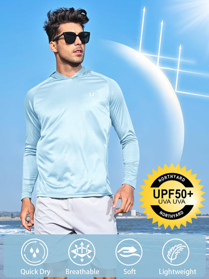 Men's UPF 50+ Hooded Rash Guard Sun Protection Top