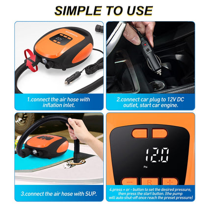 Electric Paddle Board Pump 20 PSI with Auto Shutoff
