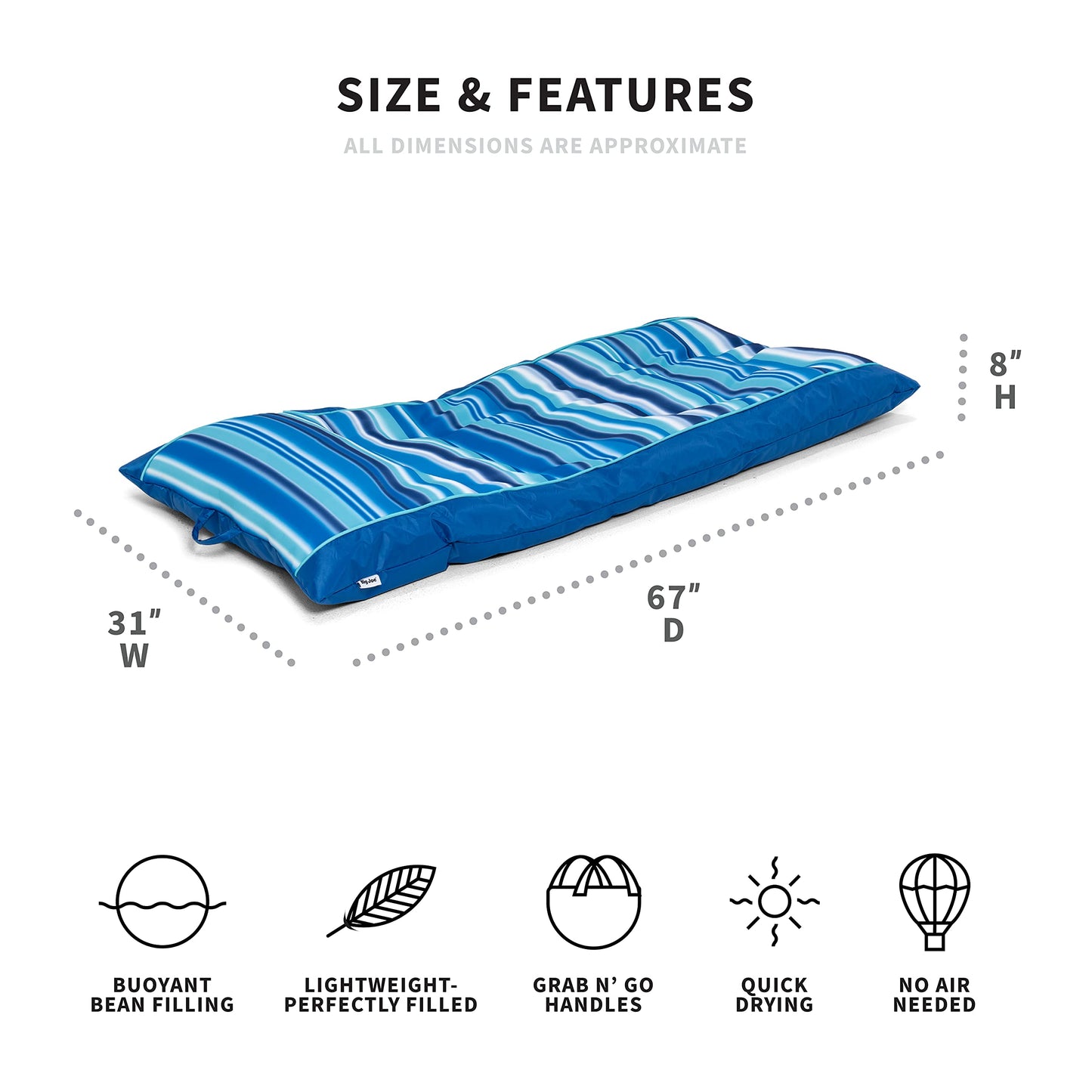 Mesh Pool Lounger with Headrest No Inflation Needed