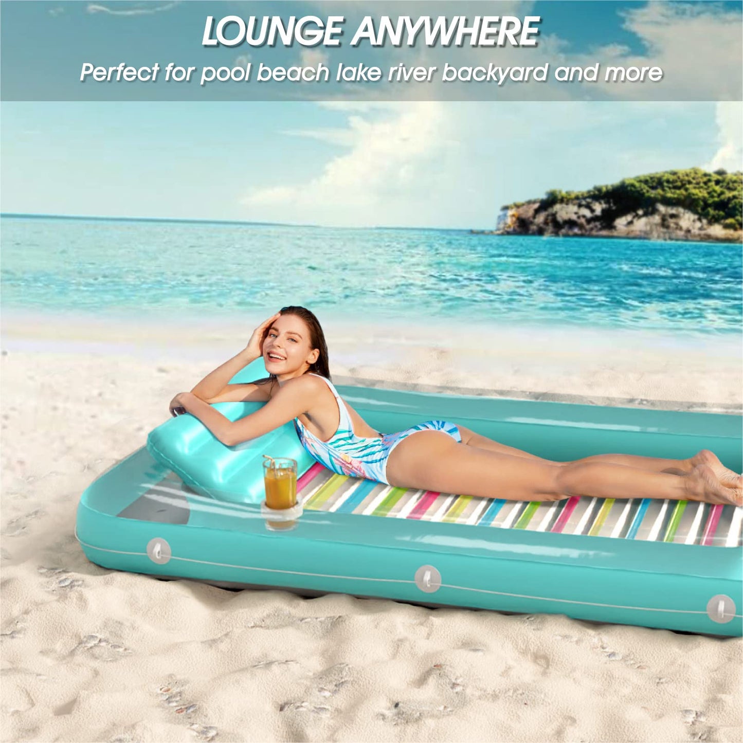 4-in-1 Inflatable Tanning Pool Lounger Float