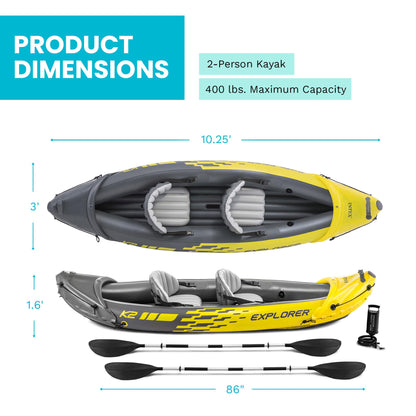 2-Person Inflatable Kayak Set with Oars and Pump