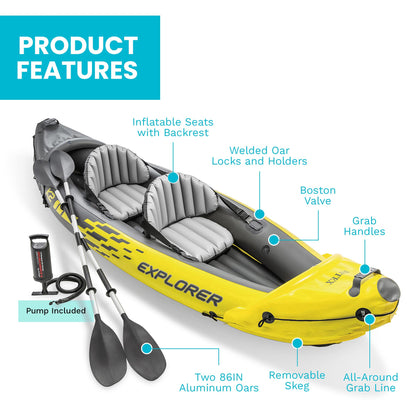 2-Person Inflatable Kayak Set with Oars and Pump