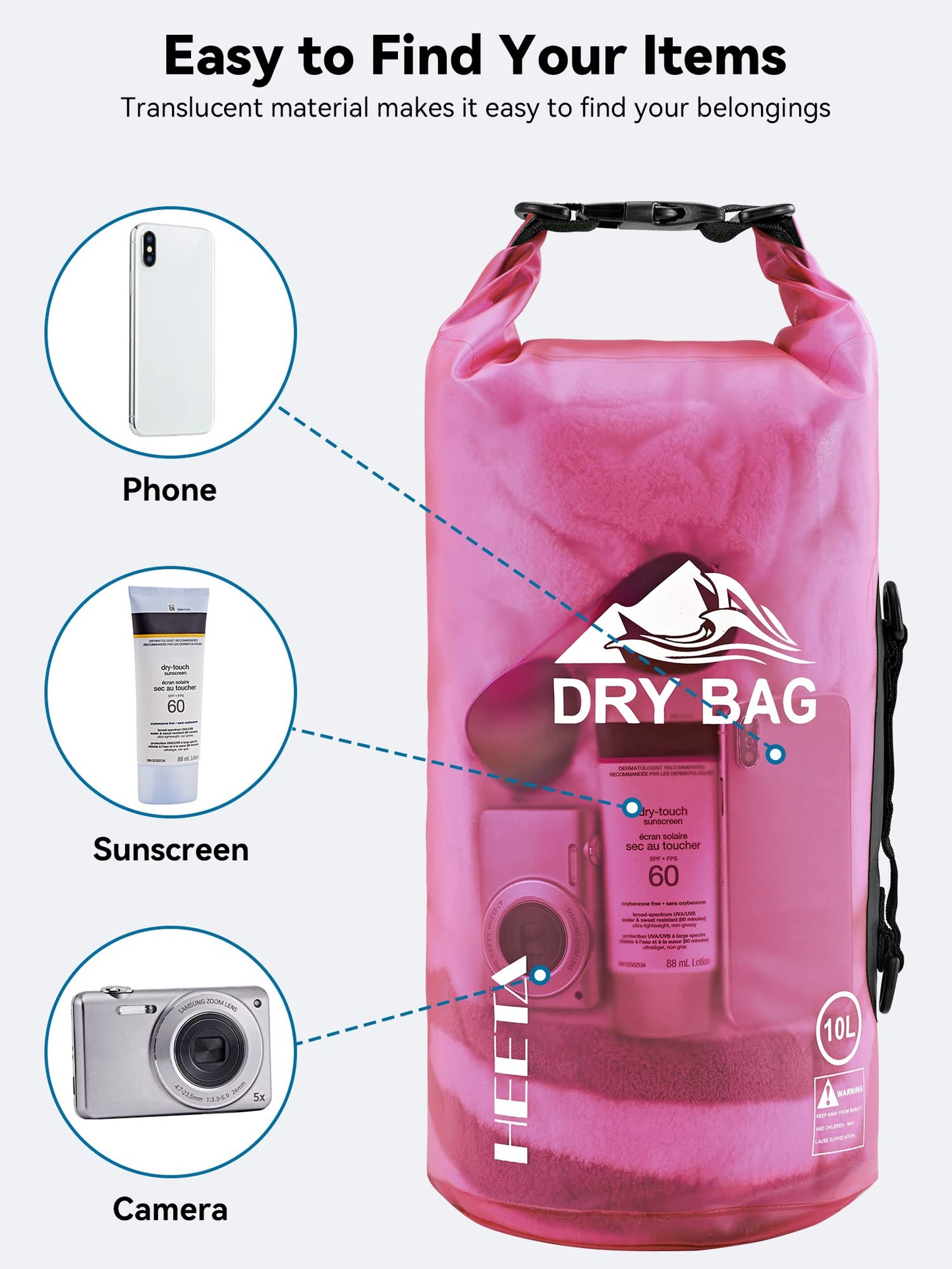 10L Waterproof Dry Bag with Phone Case