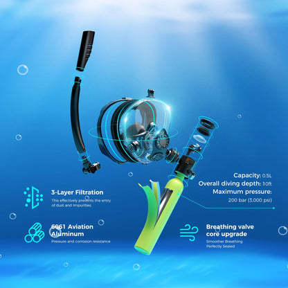 Mini Scuba Tank with Full Face Snorkel Mask
