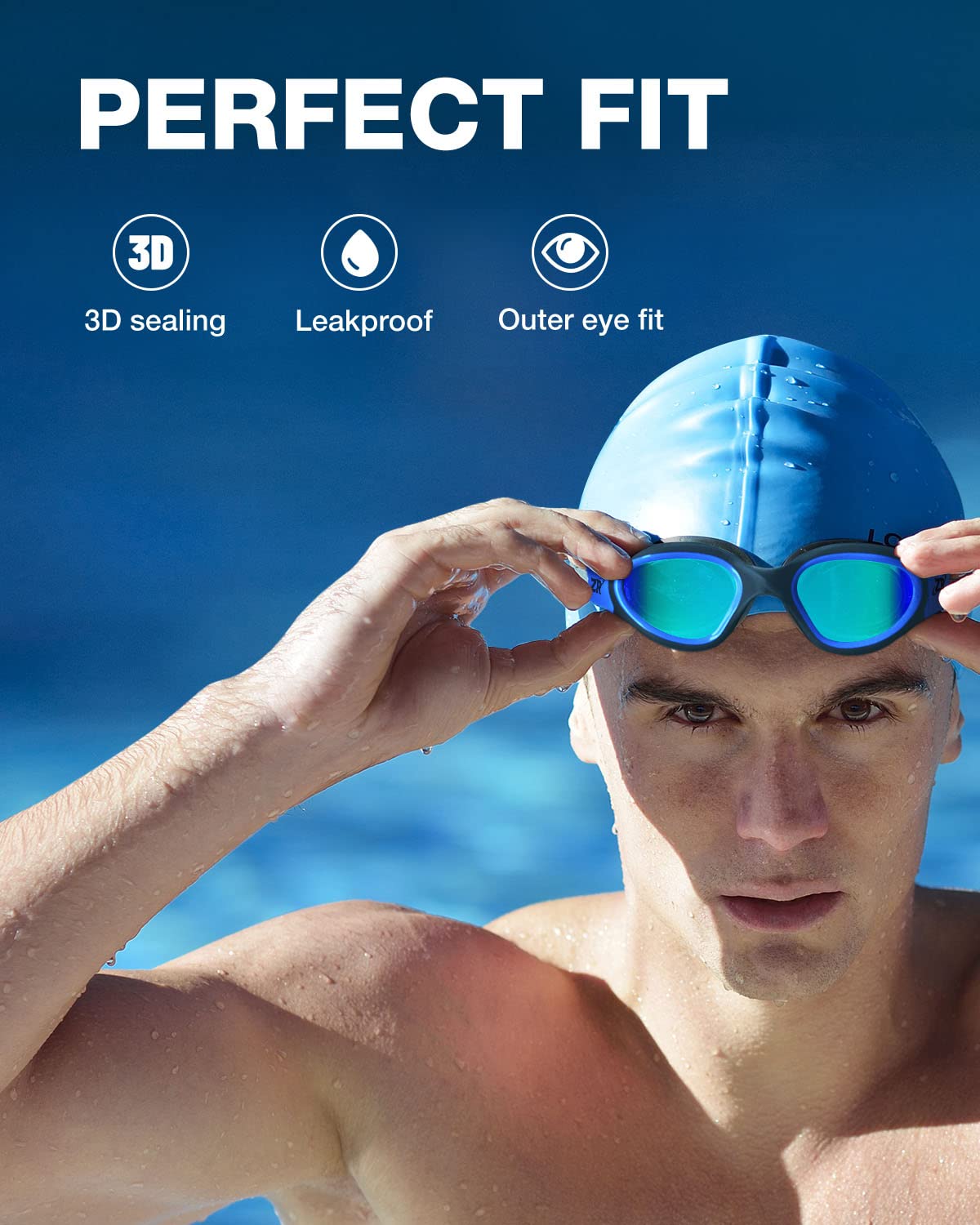 Polarized Anti-Fog Swimming Goggles with Mirror Lens