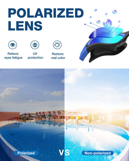 Polarized Anti-Fog Swimming Goggles with Mirror Lens