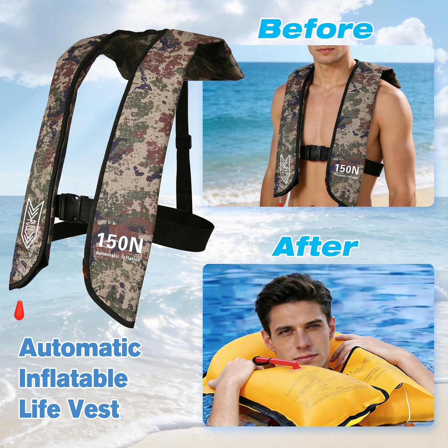 Automatic Inflatable Life Jacket Vest for Adults
