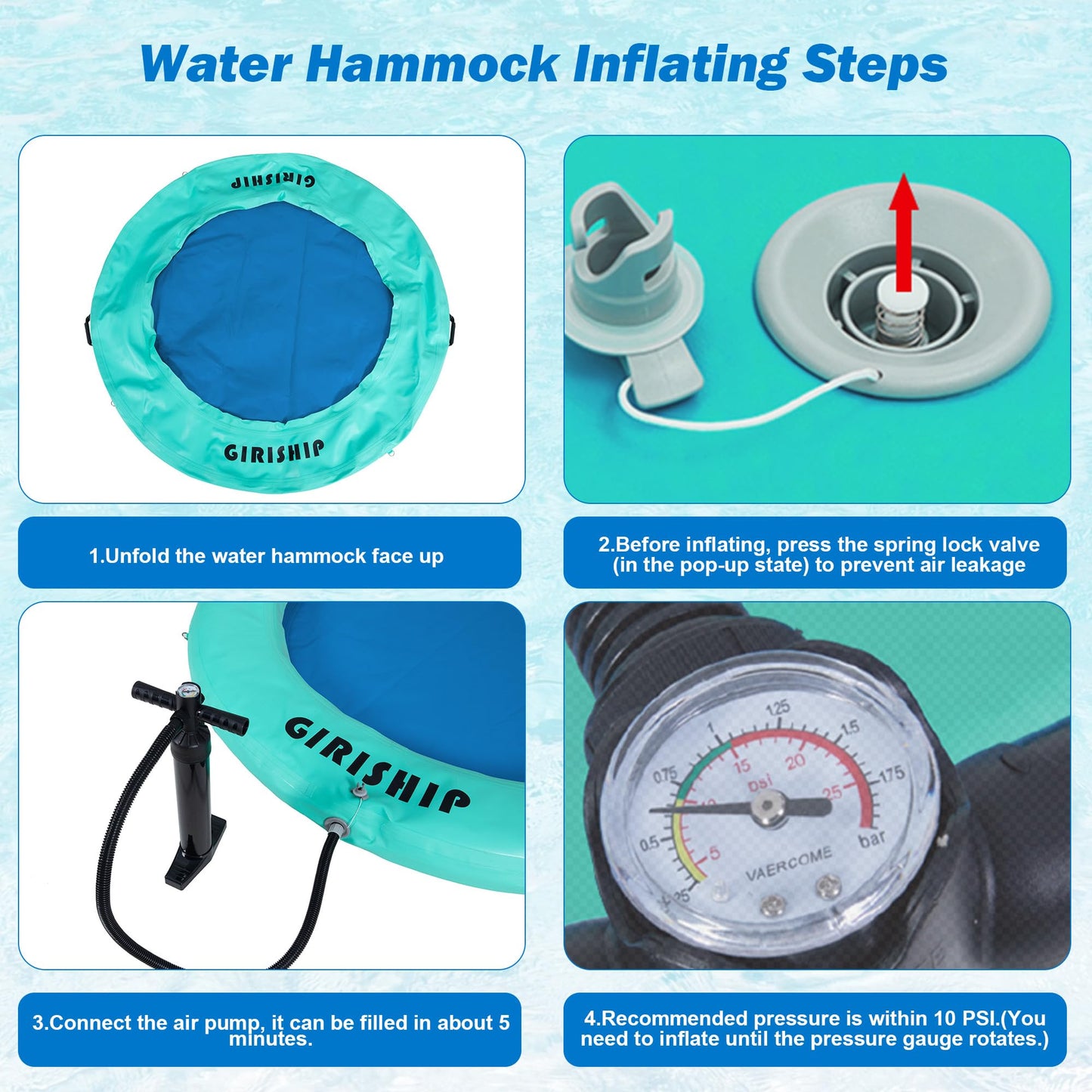 Round Inflatable Water Hammock Floating Dock