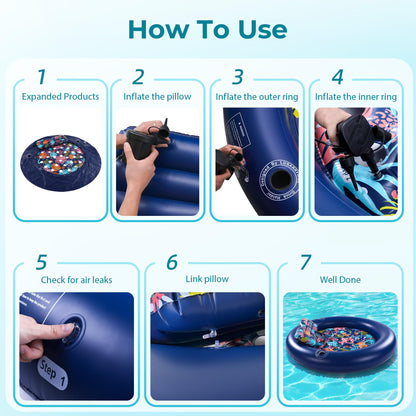 2-Person Inflatable Pool Lounger with Cup Holders