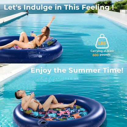 2-Person Inflatable Pool Lounger with Cup Holders