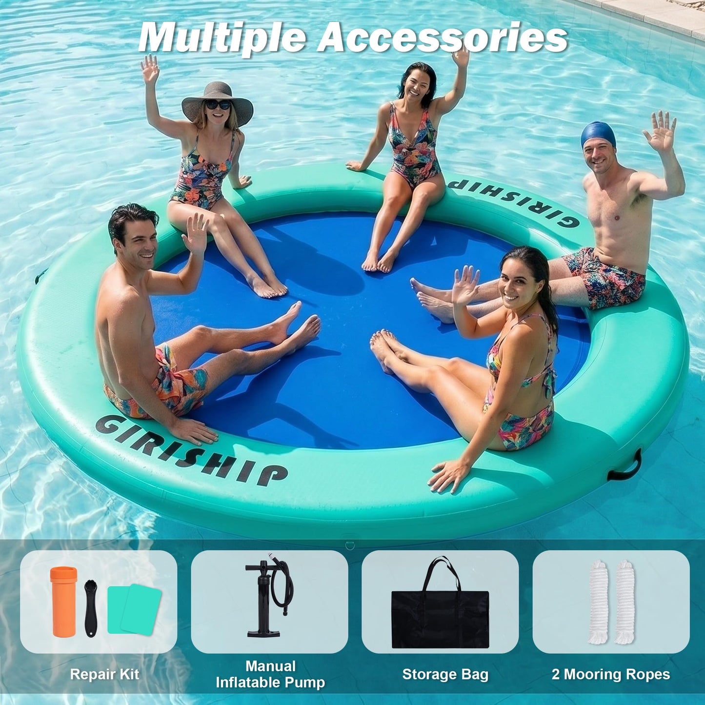 Round Inflatable Water Hammock Floating Dock