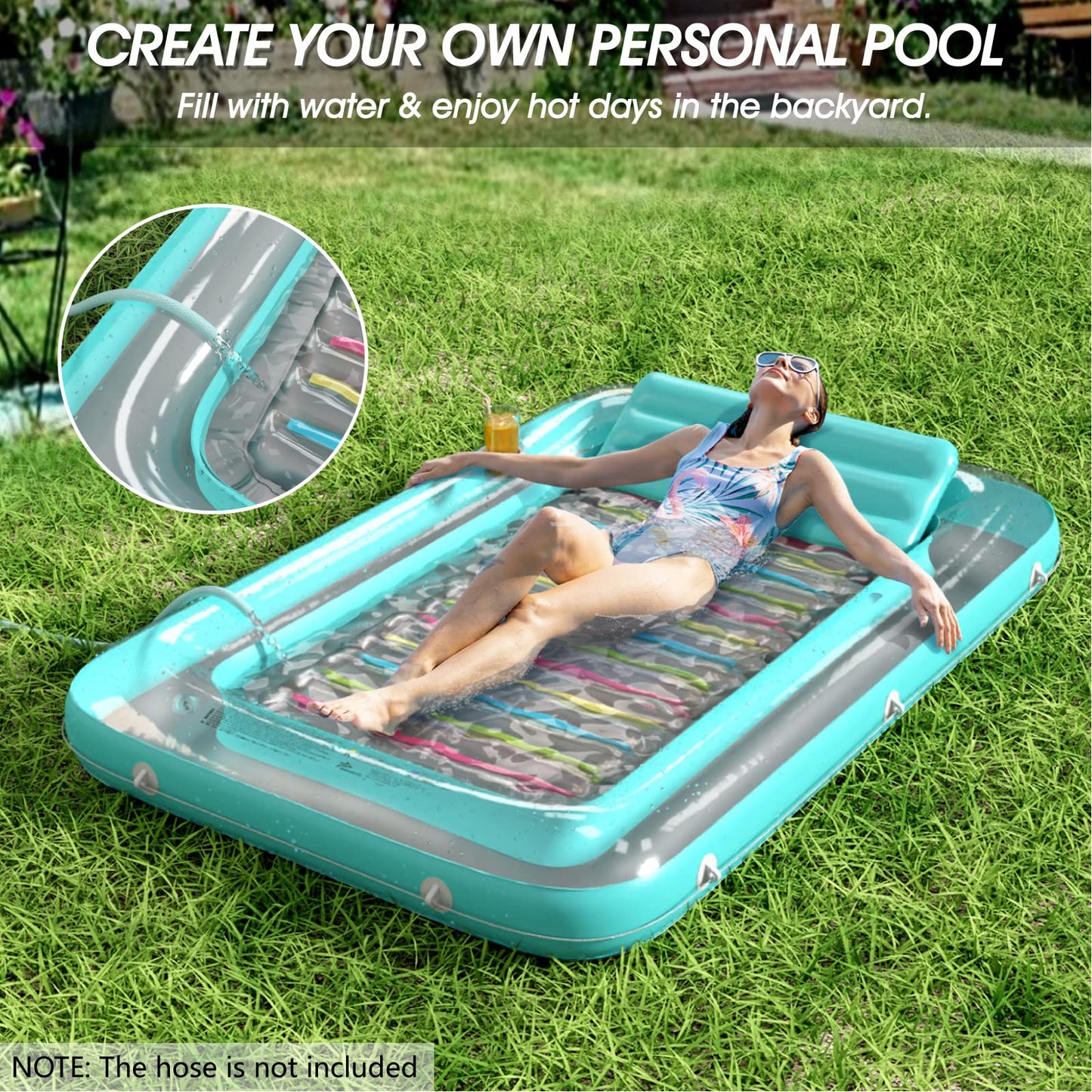 4-in-1 Inflatable Tanning Pool Lounger Float