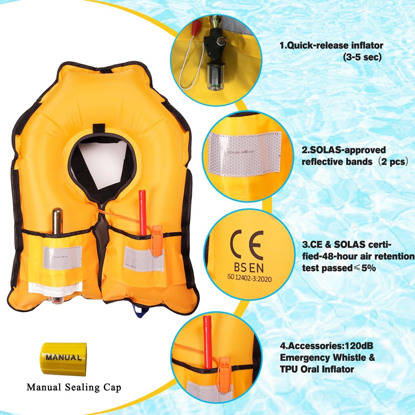 Automatic Inflatable Life Jacket Vest for Adults