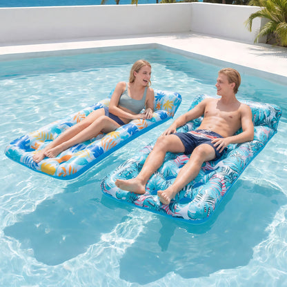 2-Pack Giant Inflatable Pool Float Mats with Headrest