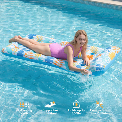 2-Pack Giant Inflatable Pool Float Mats with Headrest