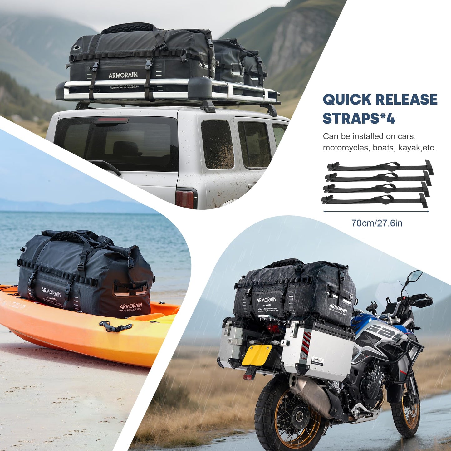 120L Waterproof Travel Dry Bag with Shoulder Straps