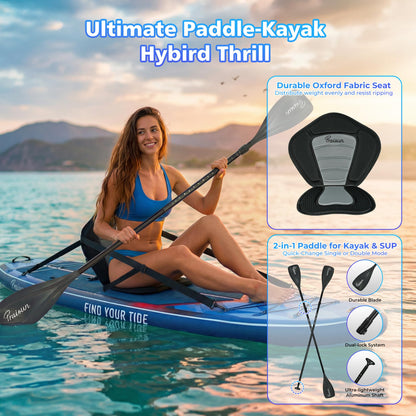 12 ft Extra Wide Inflatable Paddle Board with Seat