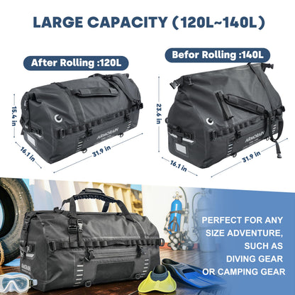 120L Waterproof Travel Dry Bag with Shoulder Straps