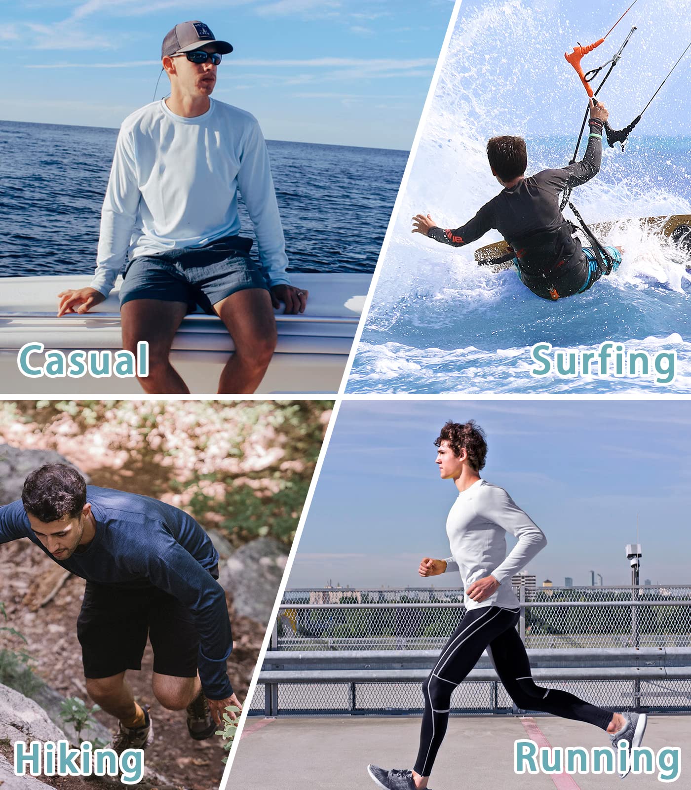 Men's UPF 50+ Hooded Rash Guard Sun Protection Top
