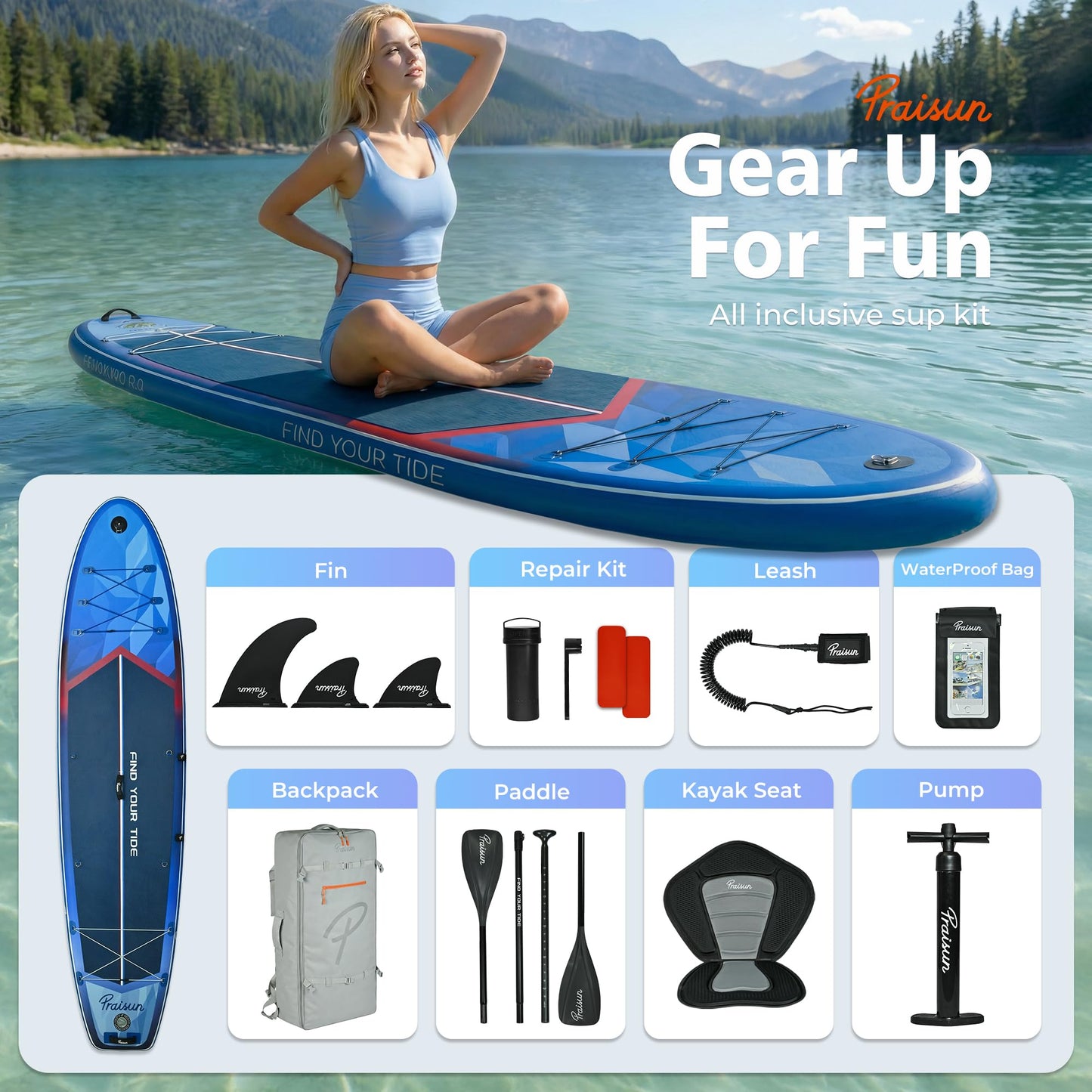 12 ft Extra Wide Inflatable Paddle Board with Seat