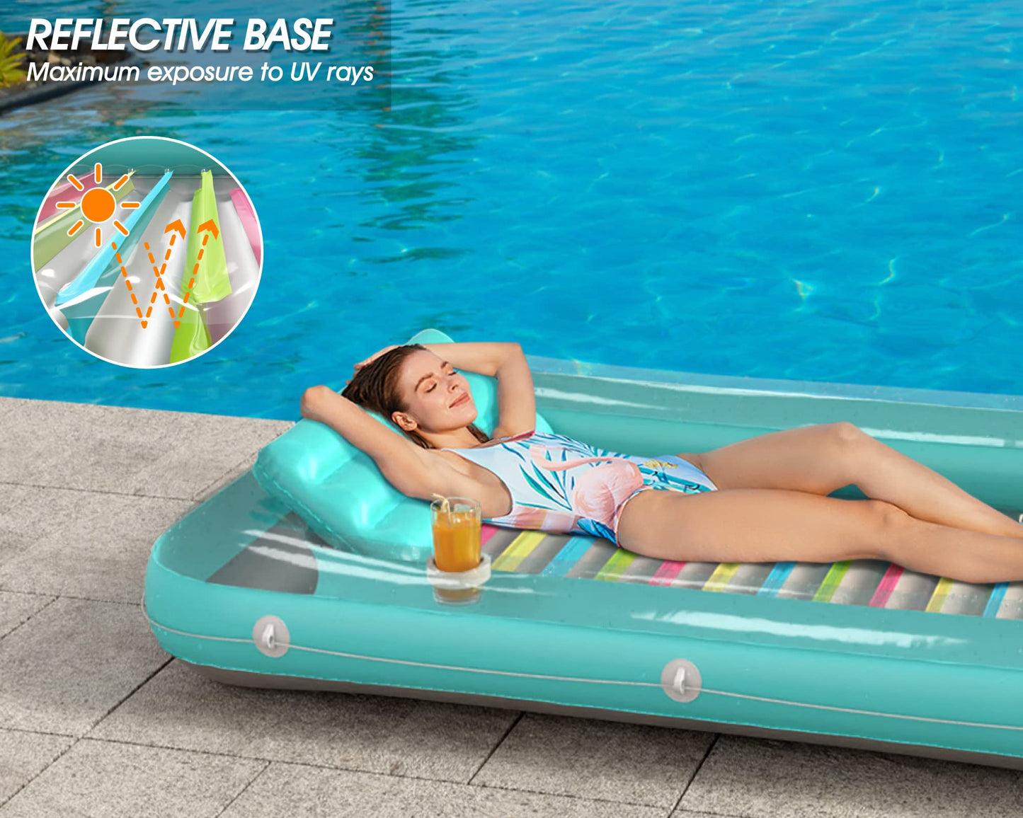 4-in-1 Inflatable Tanning Pool Lounger Float
