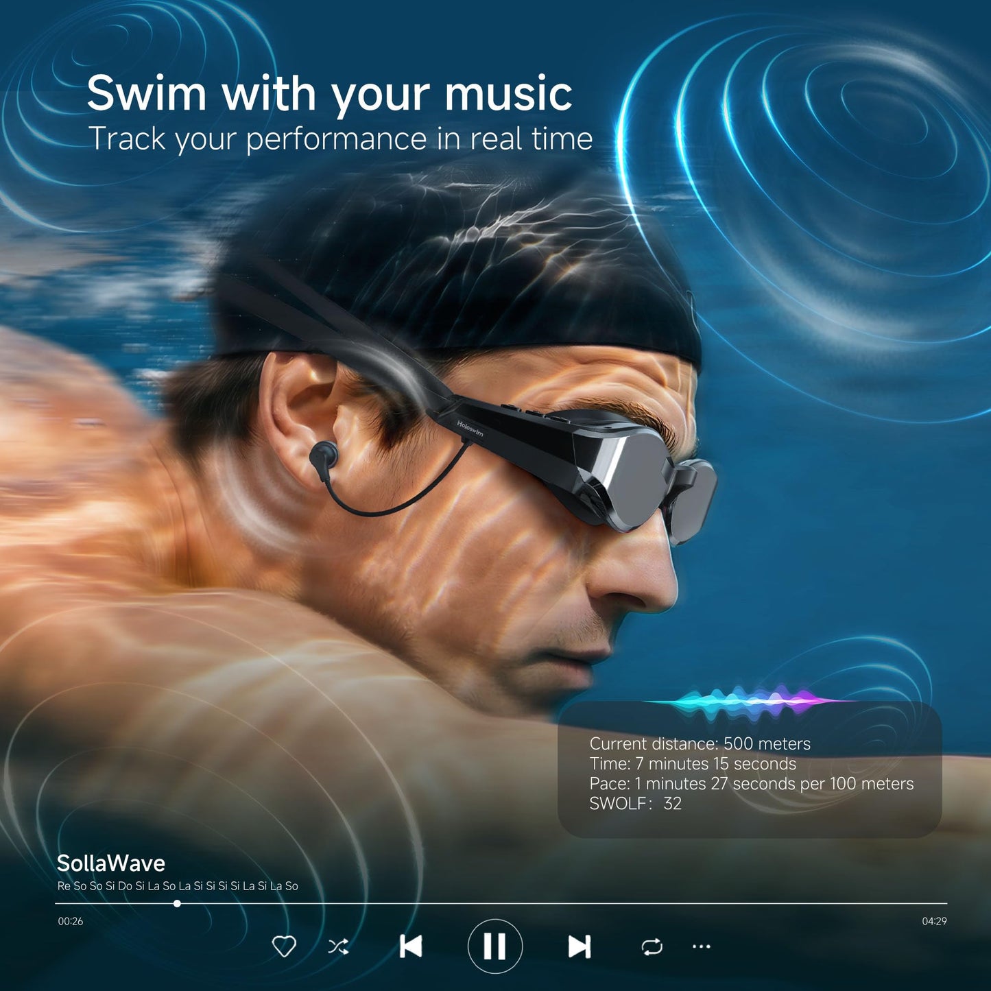 AI Smart Swimming Goggles with Music and MP3 Player