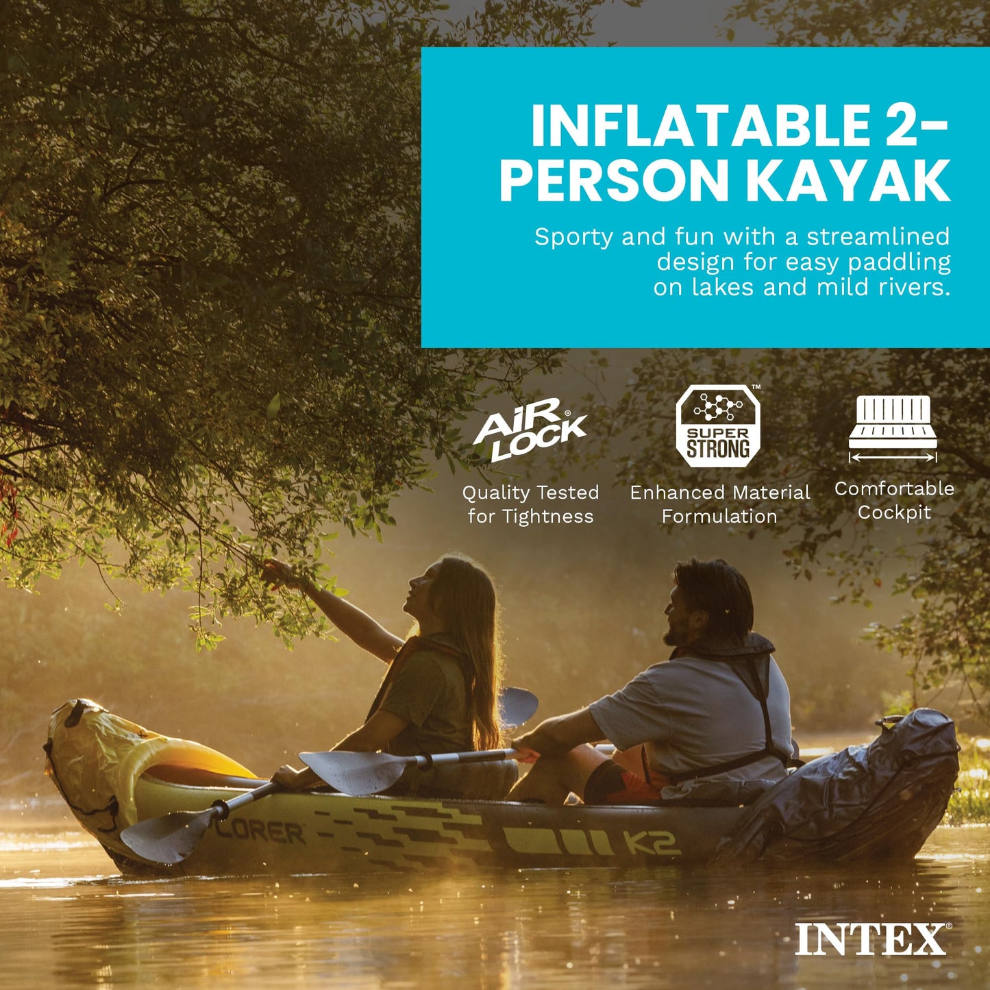 2-Person Inflatable Kayak Set with Oars and Pump