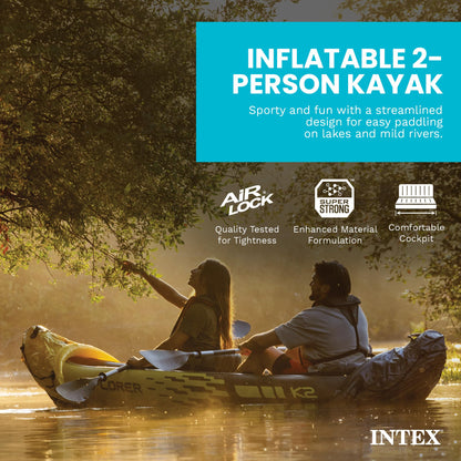 2-Person Inflatable Kayak Set with Oars and Pump