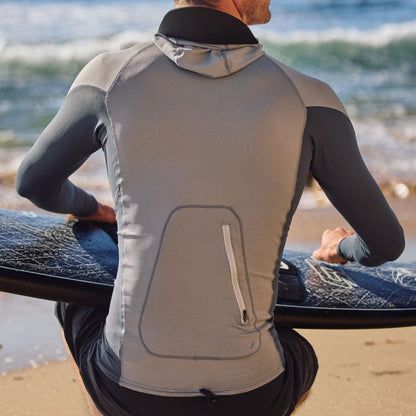 Men's Hooded Long Sleeve Rash Guard Swim Shirt