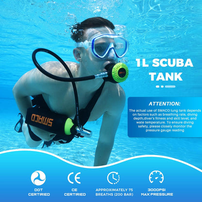 Mini Scuba Tank 1L Portable Diving Air System