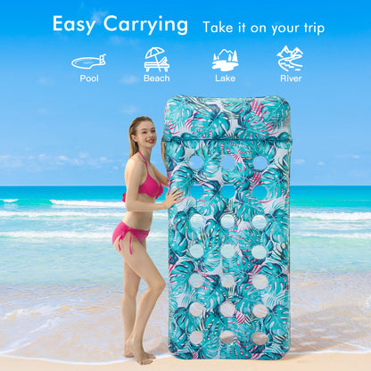2-Pack Giant Inflatable Pool Float Mats with Headrest