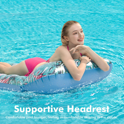 2-Pack Giant Inflatable Pool Float Mats with Headrest