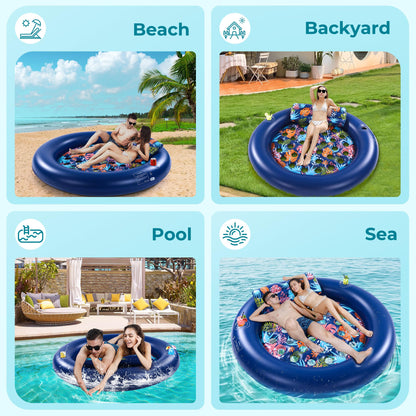 2-Person Inflatable Pool Lounger with Cup Holders
