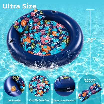 2-Person Inflatable Pool Lounger with Cup Holders