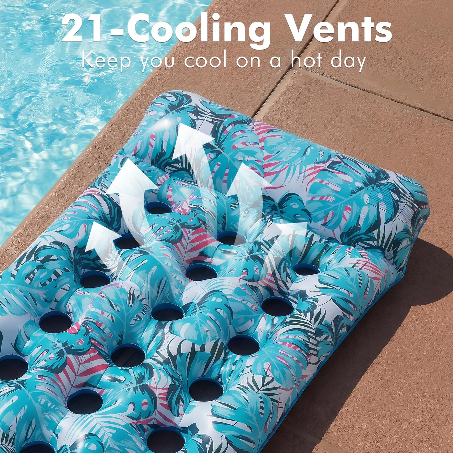 2-Pack Giant Inflatable Pool Float Mats with Headrest