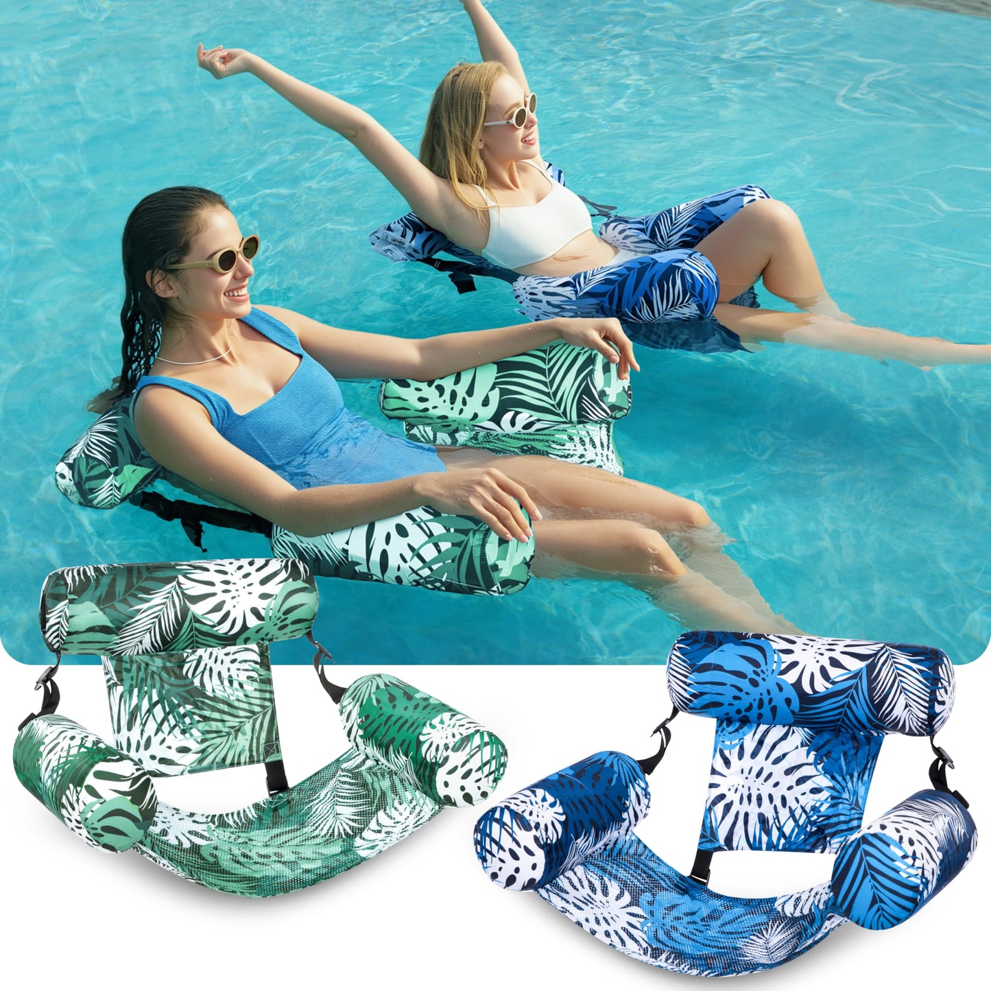 2-Pack Inflatable Pool Lounge Chairs for Adults